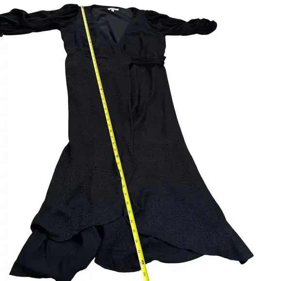 Good American Black Cheetah Print Wrap Dress Romantic Flirty Size 3 (L) - Picture 10 of 10